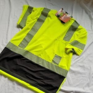 Men's Neon Yellow and Black Safety Tee